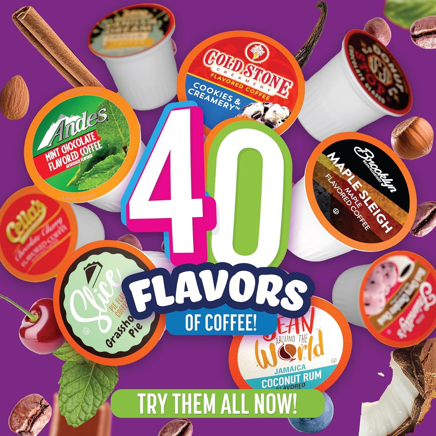 Two Rivers Coffee Flavored K-Cup Pods | Assorted Variety Pack, 40 Count | Compatible with Keurig Brewers