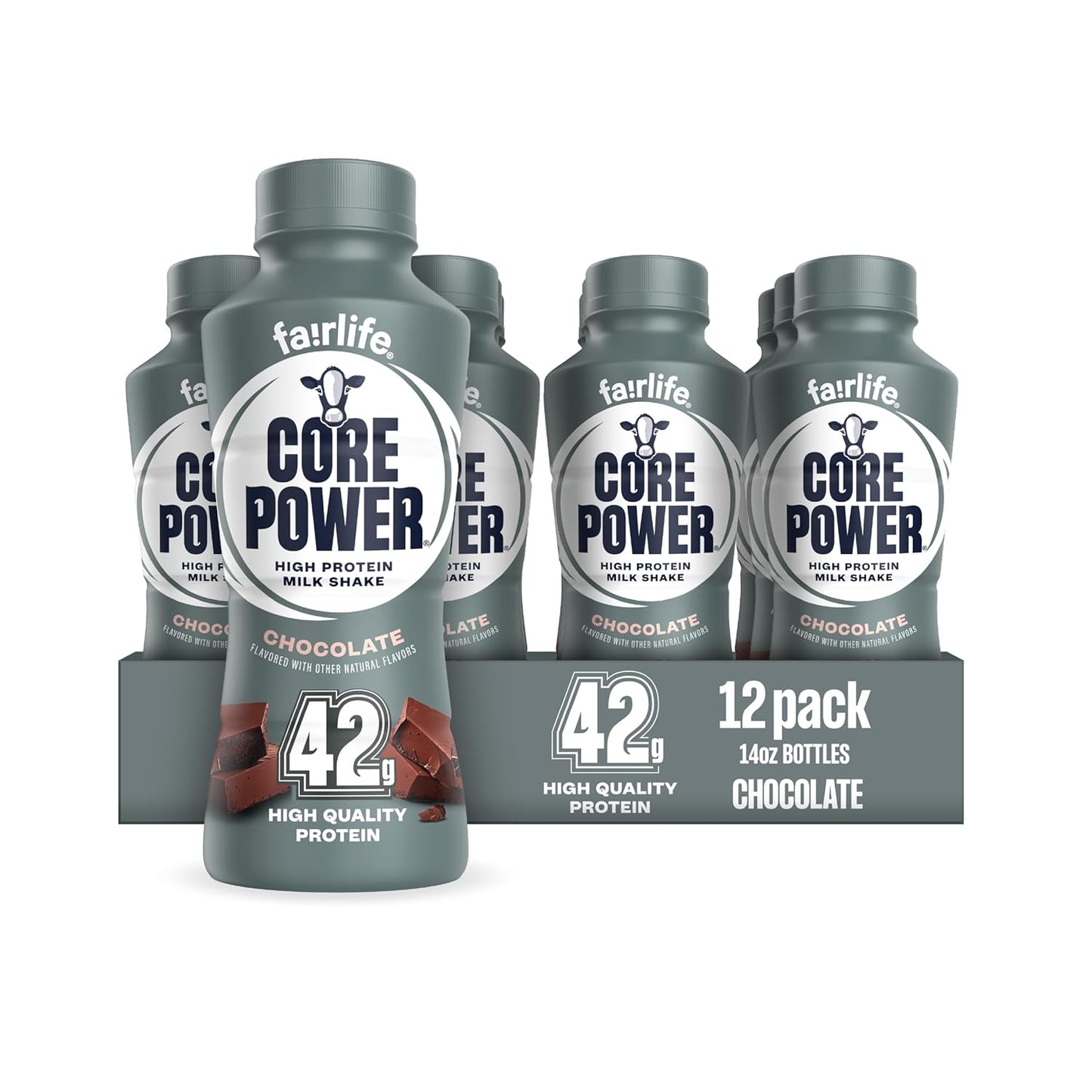 Core Power Elite High Protein Chocolate Shake – 42g Protein | 14oz Bottle | 12 Pack