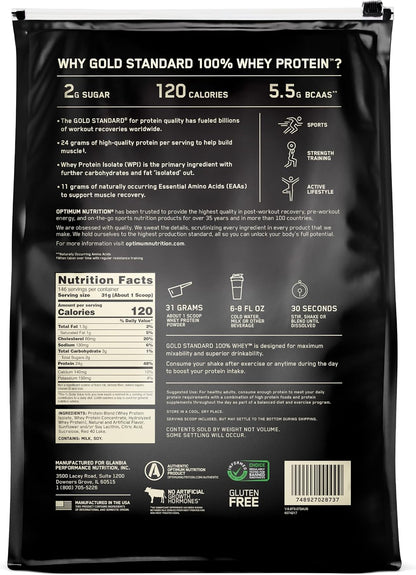 Optimum Nutrition Gold Standard 100% Whey Protein Powder – Delicious Strawberry, 10 Pound
